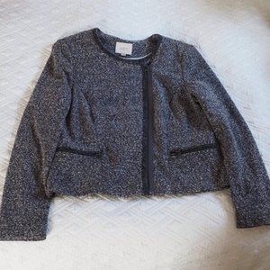 Loft size 12 knit-gray asymmetrical zipper jacket